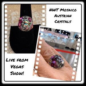 NWT Gorgeous Austrian Crystal / 925 Silver Size 8.5 ring from Mosaico